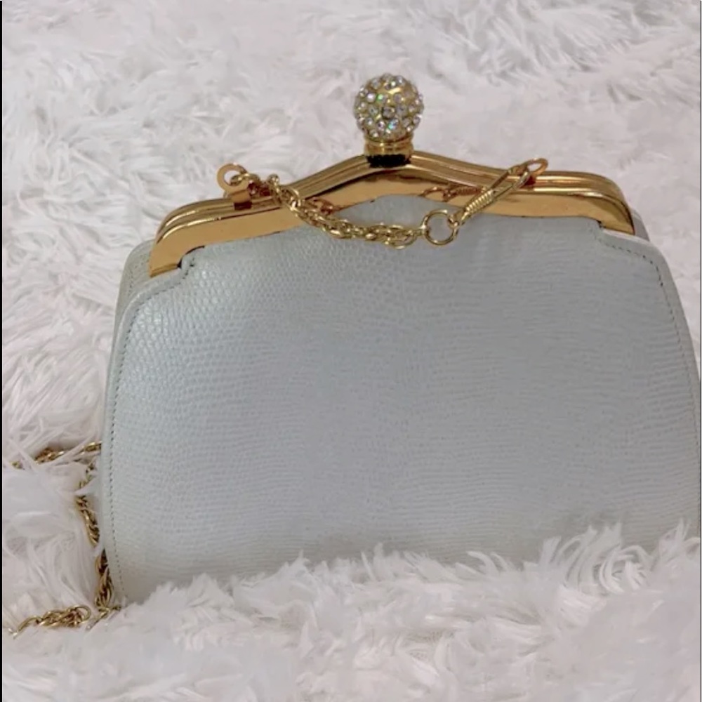 Small off-white leather vintage Evening bag